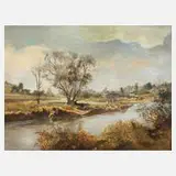 Paul Witterstätter, "An der Werra bei Creuzburg", Öl auf Malplatte