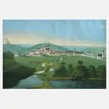 Michael Fleischmann, Ansicht von Ellwangen, Gouache auf Papier