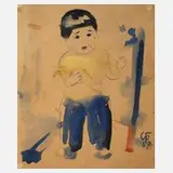 Werner Fechner, Kinderstudie, Aquarell auf Karton