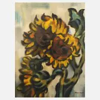 Leonhard, Sonnenblumenstillleben, Aquarell und Deckfarben auf Papier)