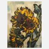 Leonhard, Sonnenblumenstillleben, Aquarell und Deckfarben auf Papier)