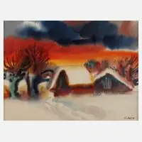 Rudolf Koch, Winterabend, Aquarell