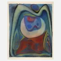 Werner Diedrich, Die rote Kuh, 1964, Aquarell auf kräftigem Japanpapier