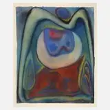 Werner Diedrich, Die rote Kuh, 1964, Aquarell auf kräftigem Japanpapier