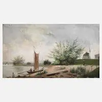 Franz Trautsch, Gohlis an der Elbe bei Dresden, Öl auf Leinwand