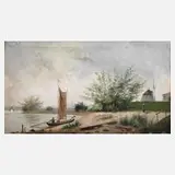 Franz Trautsch, Gohlis an der Elbe bei Dresden, Öl auf Leinwand