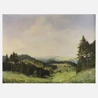 Kurt Geipel, Blick von der "Warth" in Jößnitz, Öl auf Leinwand