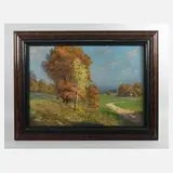 Walter Hartwig, Sonniger Herbsttag bei Lunzenau, 1929, Öl auf Leinwand