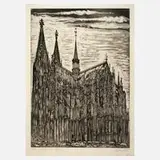 Hans Körnig, "Am Kölner Dom", Aquatintaradierung auf Velin
