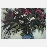 Siegfried Ratzlaff, Geburtstagsblumen, Öl auf Hartfasertafel