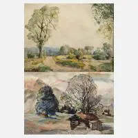 Erich Röhle, Paar Aquarelle, Aquarelle über Blei auf Papier