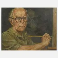 Klaus Weber, "Selbstbildnis mit Schatten", Öl auf Leinwand