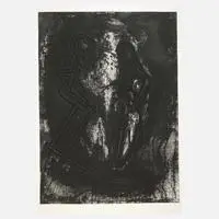 Michael Morgner, "Tod + Kniender", Radierung und Prägedruck auf Hahnemühle-Bütten