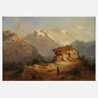 Albert Ludwig Trippel, Partie in den Alpen, Öl auf Papier und auf Pappe kaschiert