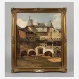 Michael Emil Sachs, Innenhof der Burg Pfalzgrafenstein, Öl auf Leinwand