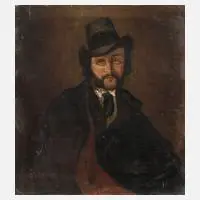 Carl Spitzweg, "Herrenportrait", Öl auf Leinwand und auf Leinwand kaschiert