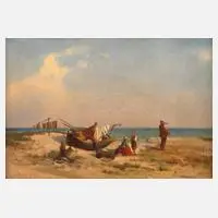 Michael Emil Sachs, Sommerliche Strandszene, 1860, Öl auf Malplatte