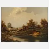 Hermann Haller, Pastorale Landschaft, Öl auf Leinwand