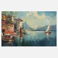 Willi Holtmann, Lago di Lugano, Öl auf Hartfaserplatte
