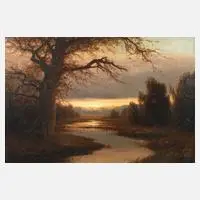 Carl Kenzler, Landschaft im Abendlicht, Öl auf Leinwand