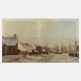 N. v. Straten, Winterliche Dorflandschaft, Öl auf Leinwand