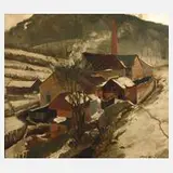 Helmut Tannen-Wille, Kleine Fabrik im Winter, 1927, Öl auf Leinwand und klappbaren Patent-Keilrahmen