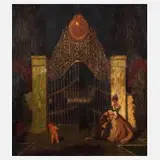Hanns Pellar, Abend am Parktor, 1922, Öl auf dünnem