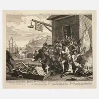 William Hogarth, "France Plate I - Die Invasion", Radierung auf Velin