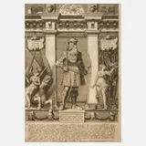 Gaspare Oselli, Gottfried von Bouillon, Kupferstich auf Bütten mit Wasserzeichen in Form eines Wappens unter Stern