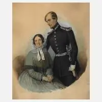 Biedermeierpaar by Carl Haag, 1845, Mischtechnik, offered Feb 2025