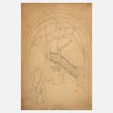Eduard von Steinle, Im Gebet, Bleistift auf hauchdünnem Papier und auf leichtem Karton kaschiert