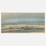 Joachim Lutz, Winterlandschaft, Aquarell und Stifte auf Papier