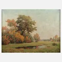 Johannes Berger, "Herbstwald am Dorf", 1930, Öl auf Leinwand