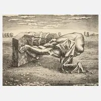 Günter Richter, "Gestürztes Monument", Lithographie auf leichtem Karton
