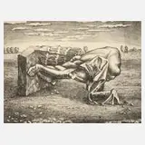 Günter Richter, "Gestürztes Monument", Lithographie auf leichtem Karton