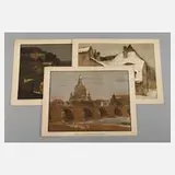 Otto Westphal, Ansichten von Dresden, Farblithographien mit der Darstellung von "Alte Augustusbrücke und Frauenkirche"