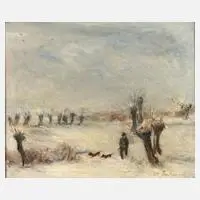 Schwimmer Max, Jäger in verschneiter Landschaft, Aquarelle