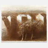 Gerald Müller-Simon, "Leipziger Häuser", Farblithographie