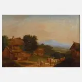 Carl Katterfeldt, Hirten im Dorf, Öl auf Leinwand