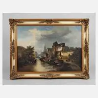 Fanny Engel, Romantische Altstadtansicht, 1899, Öl auf Leinwand