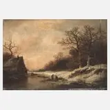 Georg Höhn, Winterabend, Öl auf Holzplatte