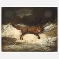 Georg Höhn, Fuchs im Schnee, Öl auf Leinwand und Platte