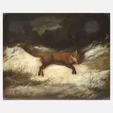 Georg Höhn, Fuchs im Schnee, Öl auf Leinwand und Platte
