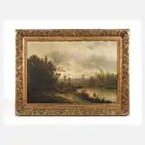 C. Leggler, Herbstliche Flusslandschaft, Öl auf Leinwand