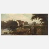 Henry Martin, Mädchen an der Flussmühle, Öl auf Leinwand