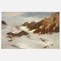 Ernst Adolph Meissner, "Winterlandschaft", Öl auf Malkarton