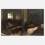 Karl Roux, Rinderstudie, Öl auf Papier