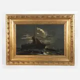 Nächtliches Seestück by Friedrich von Schennis, Öl auf Leinwand und auf Holztafel kaschiert, offered Mar 2025