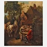 Maximilian Schneider, "Würfelspieler", Öl auf Hartfaserplatte