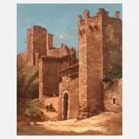 Charles Bisschops, "Daroca-Aragon", Öl auf Hartfaserplatte